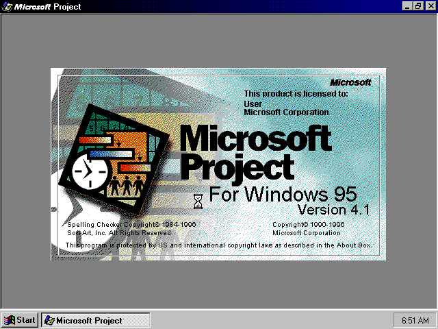 Microsoft Project 4.1 - Splash